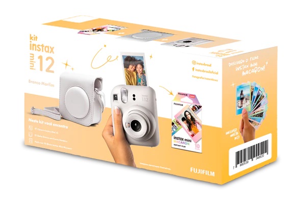 Kit Câmera Instax Mini 12 + 10 Filmes + Bolsa – Branco