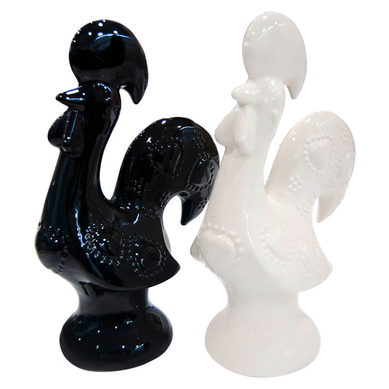 Galos de Ceramica Grandes Galo Coração