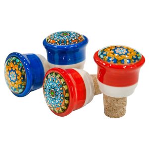 Rolhas de Ceramica Azuis e Vermelhas