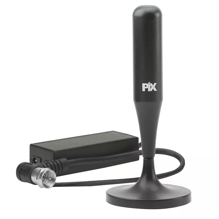 Antena Digital Interna HDTV Amplificada 24db Base Imã Plug 90 Graus Cabo 1.80m