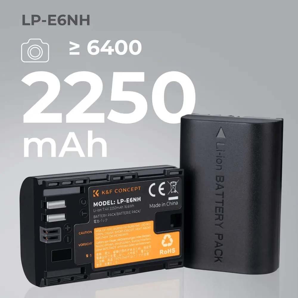 Kit de 3 Baterias e Carregador Triplo K&F Concept LP-E6NH Para Canon - Image 4
