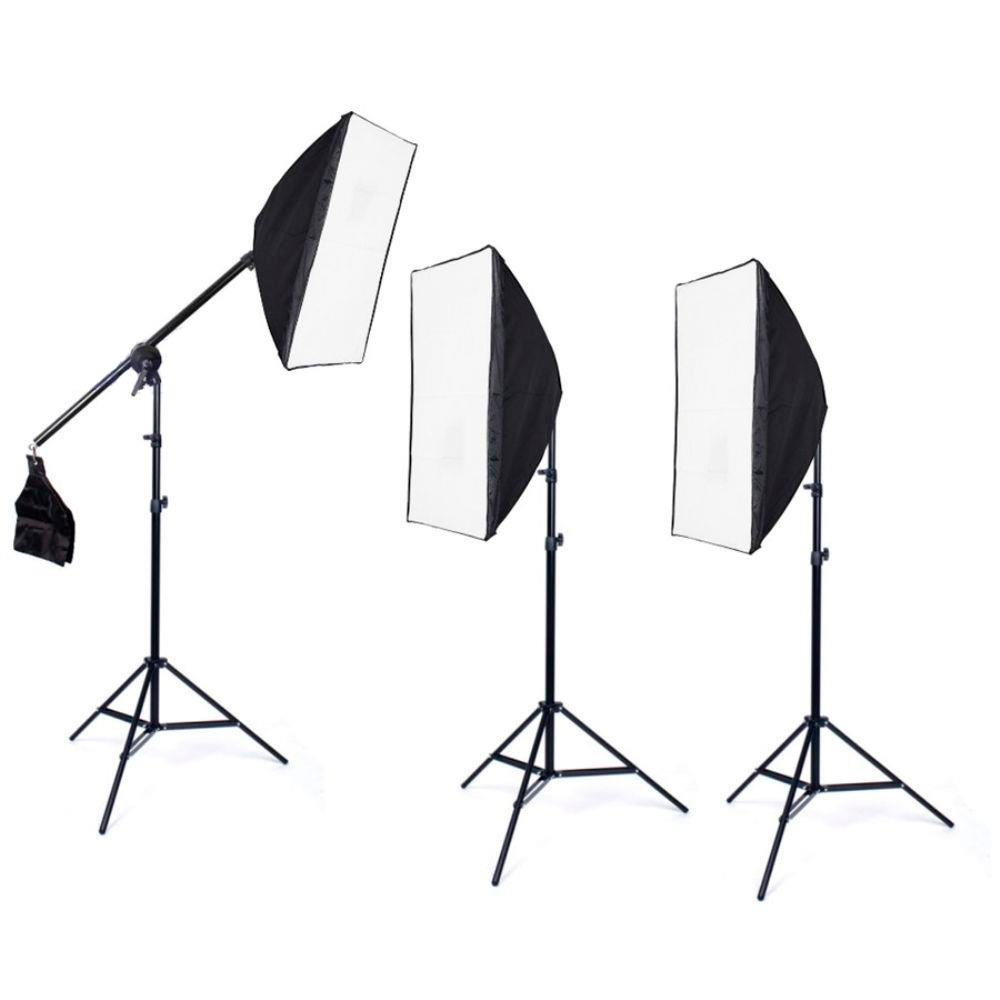 Kit Iluminação Luz Contínua Estúdio Softbox 50×70 Agata Girafa PK-SB04 Greika