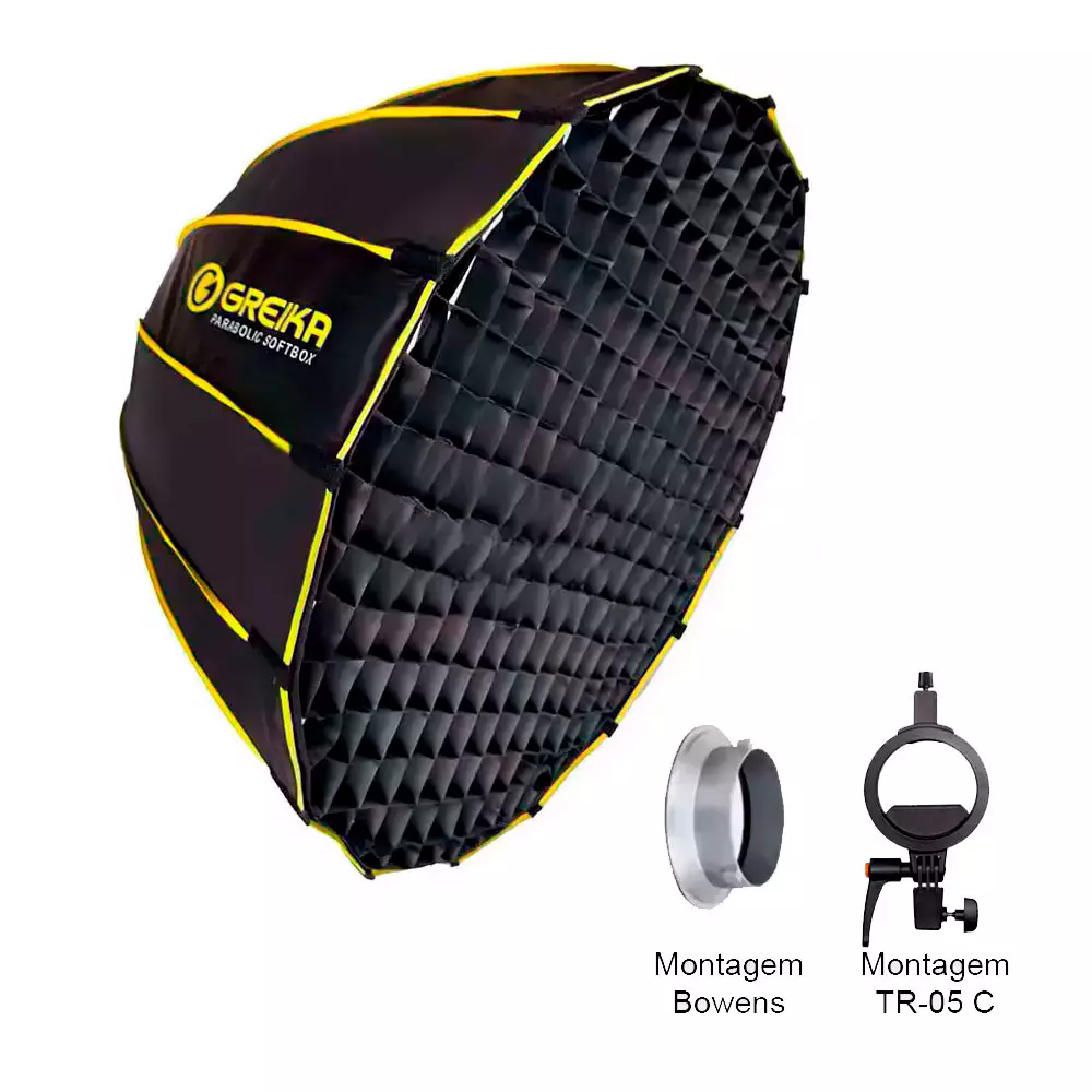 Greika GKH-90 Softbox Parabólico Montagem Rápida Bowens e Adaptador Speedlite com Grid