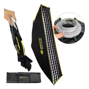 Greika GKD3 30×120 Softbox Strip Montagem Rápida Dobrável Bowens com Grid